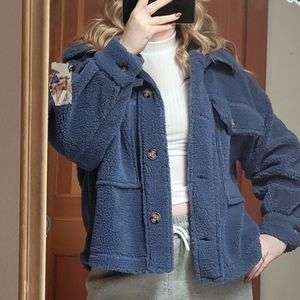Forever 21 Blue Teddy Shacket! NWOT!